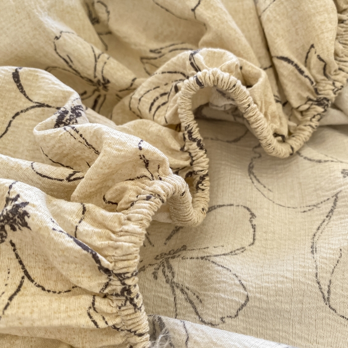 91家纺网 家纺一手货源 找家纺 康纳利 2025新款加厚亚麻皱皱纱床笠单床笠床笠单品 朵拉