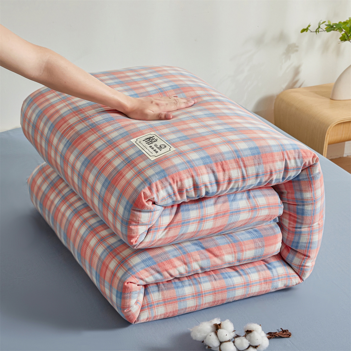 91家纺网 家纺一手货源 找家纺 晓时候 2025新款A类水洗棉可拆洗新疆棉花被冬被春秋被夏被四季被子被芯 云舒粉