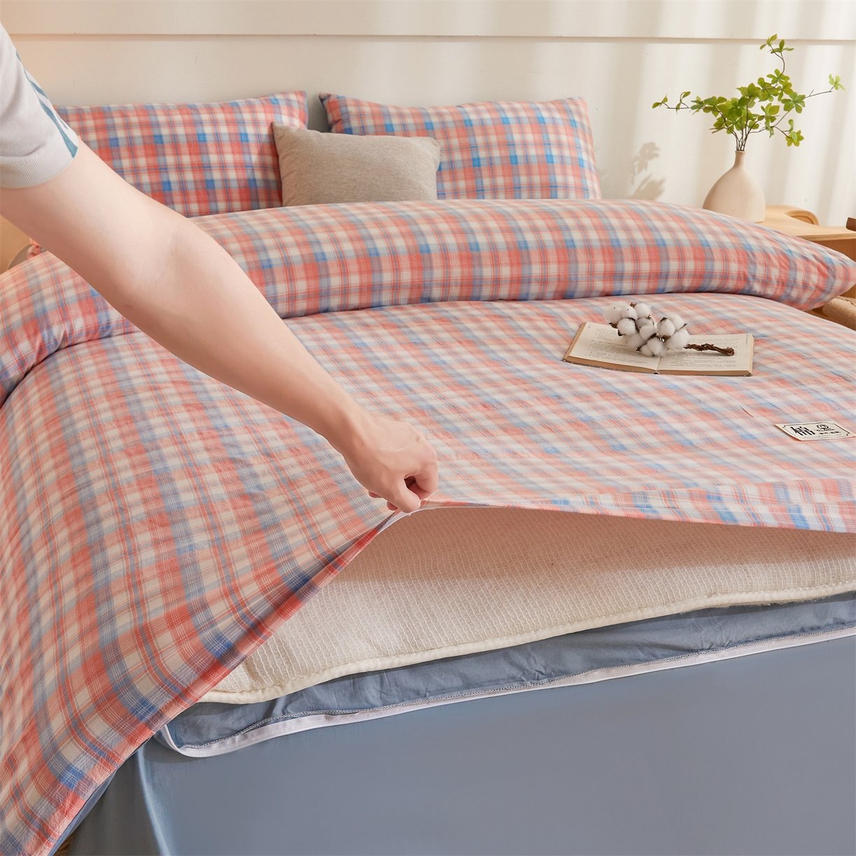 91家纺网 家纺一手货源 找家纺 晓时候 2025新款A类水洗棉可拆洗新疆棉花被冬被春秋被夏被四季被子被芯 云舒粉