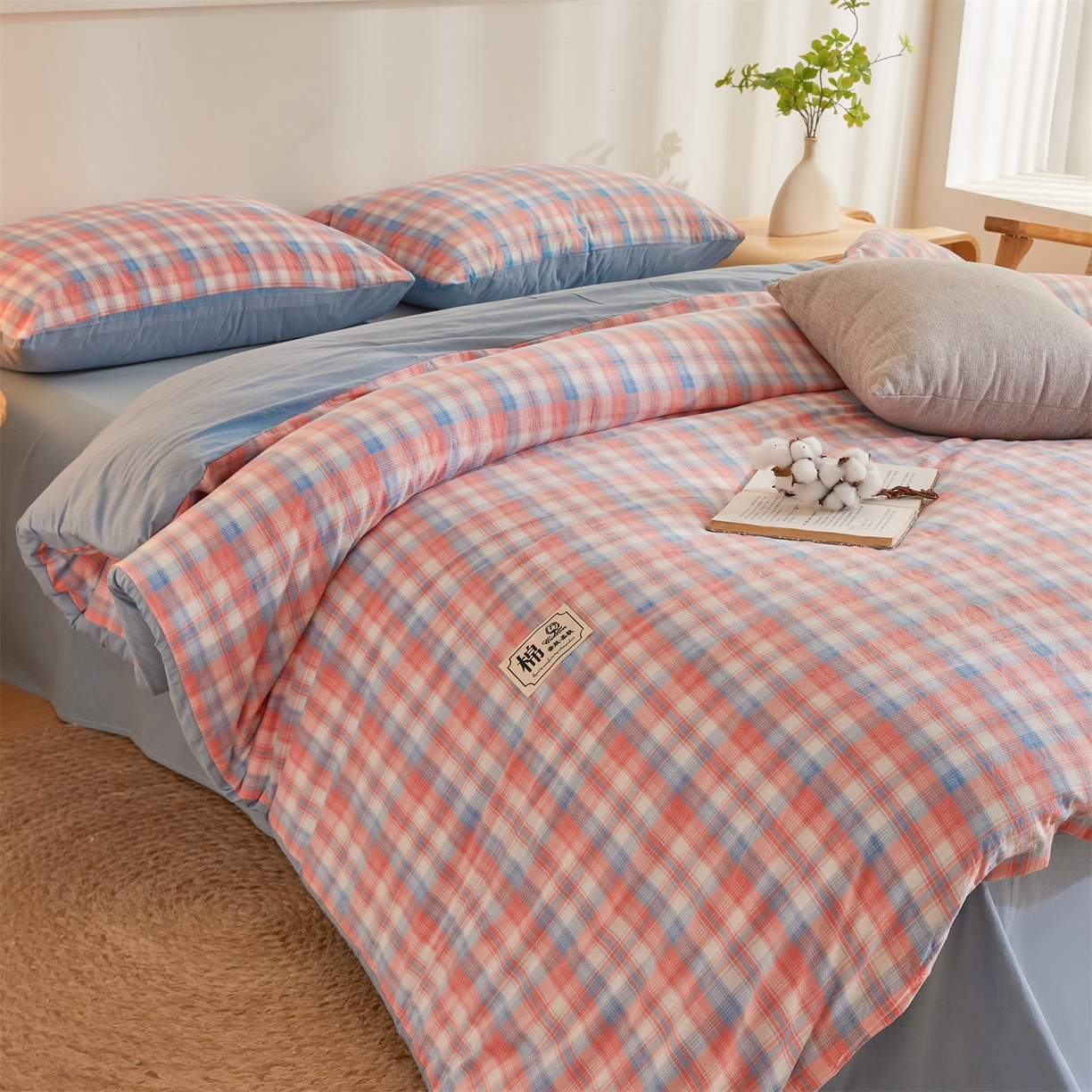 91家纺网 家纺一手货源 找家纺 晓时候 2025新款A类水洗棉可拆洗新疆棉花被冬被春秋被夏被四季被子被芯 云舒粉