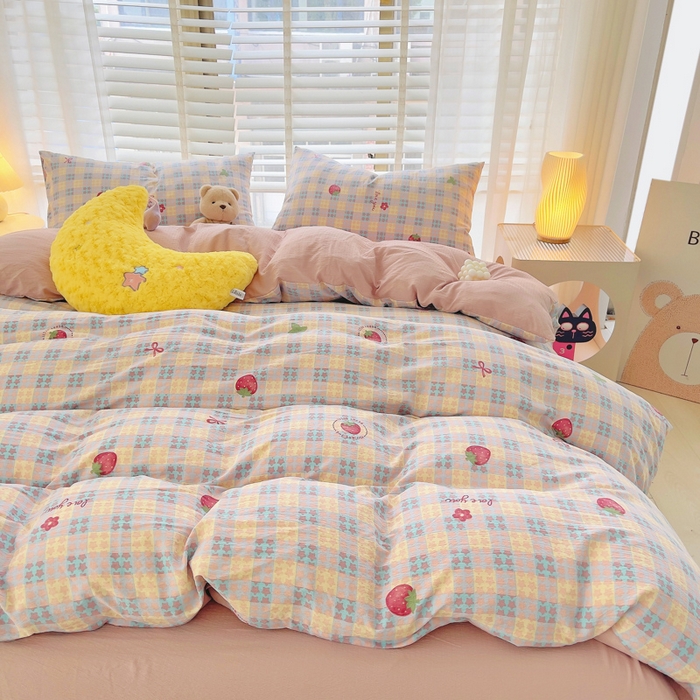 91家纺网 家纺一手货源 找家纺 2025新款双层纱可拆洗棉花被 莓天开心