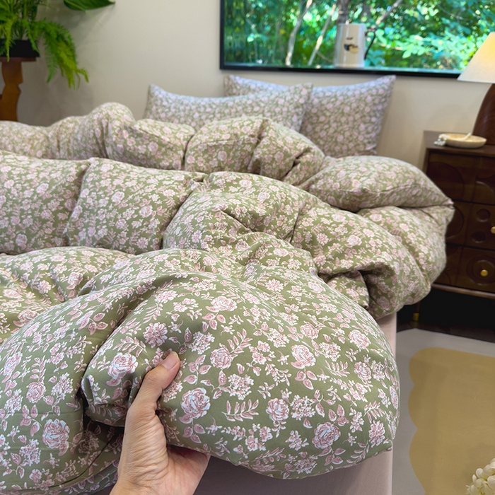 91家纺网 家纺一手货源 找家纺 （总）竹合家纺 2025秋冬新品爆款有氧人字纹提花小清新加厚四件套