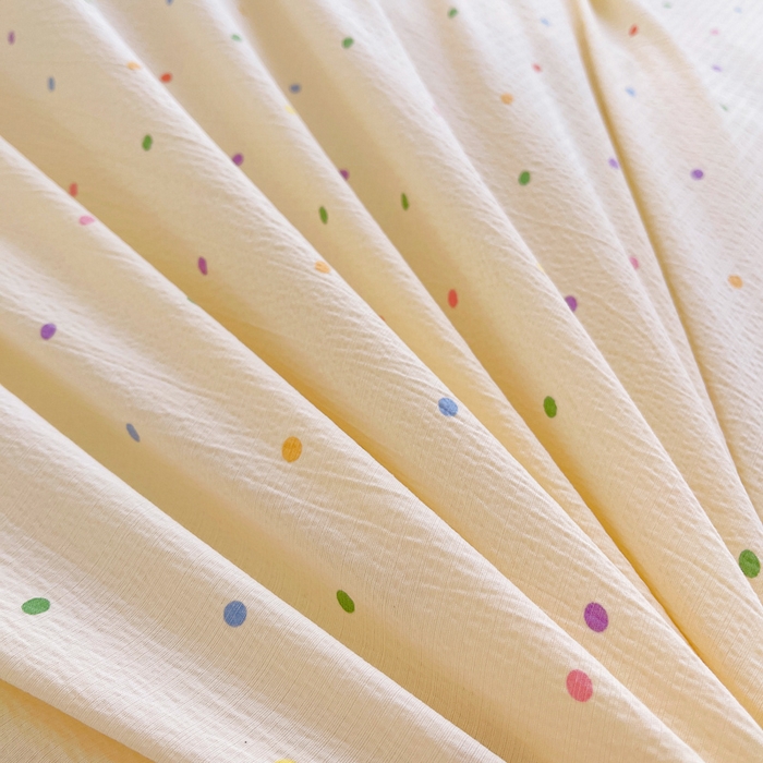 91家纺网 家纺一手货源 找家纺 2025新款双层纱可拆洗棉花被 彩色波点