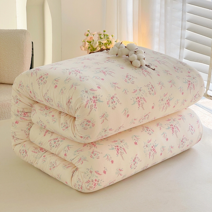 91家纺网 家纺一手货源 找家纺 2025新款双层纱可拆洗棉花被 春风十里