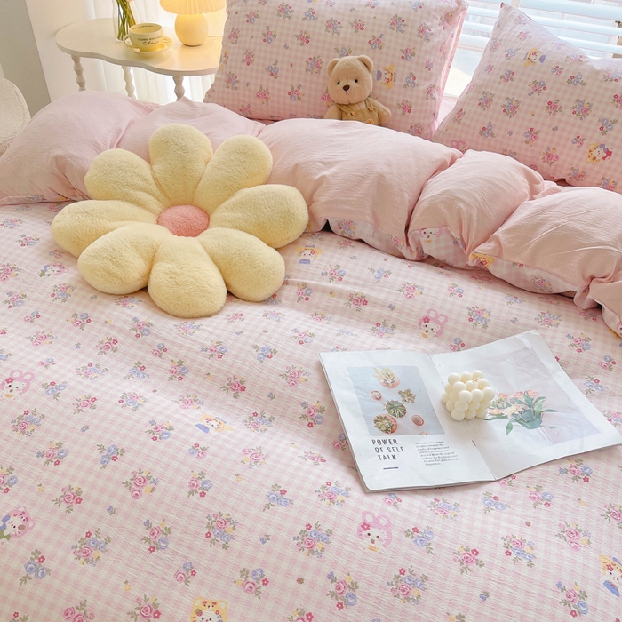 91家纺网 家纺一手货源 找家纺 2025新款双层纱可拆洗棉花被 春日花语