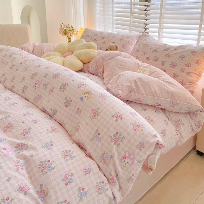 91家纺网 家纺一手货源 找家纺 2025新款双层纱可拆洗棉花被 春日花语