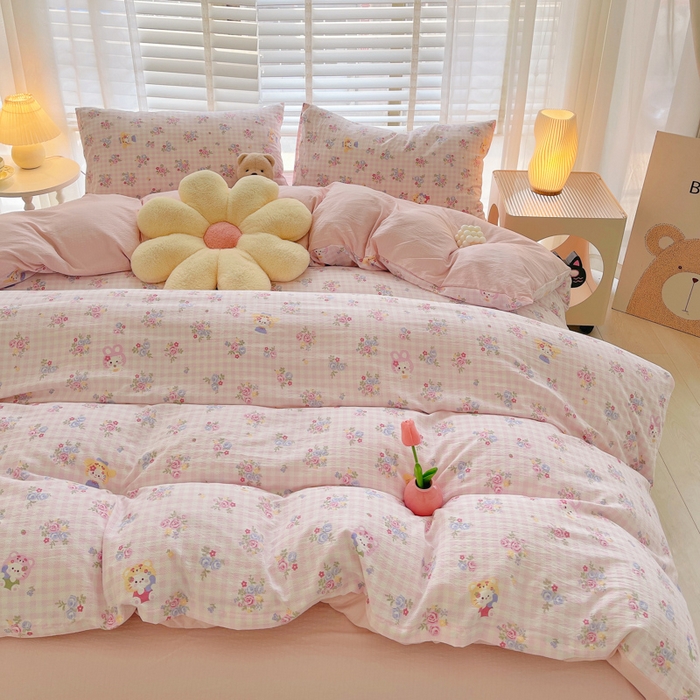 91家纺网 家纺一手货源 找家纺 2025新款双层纱可拆洗棉花被 春日花语