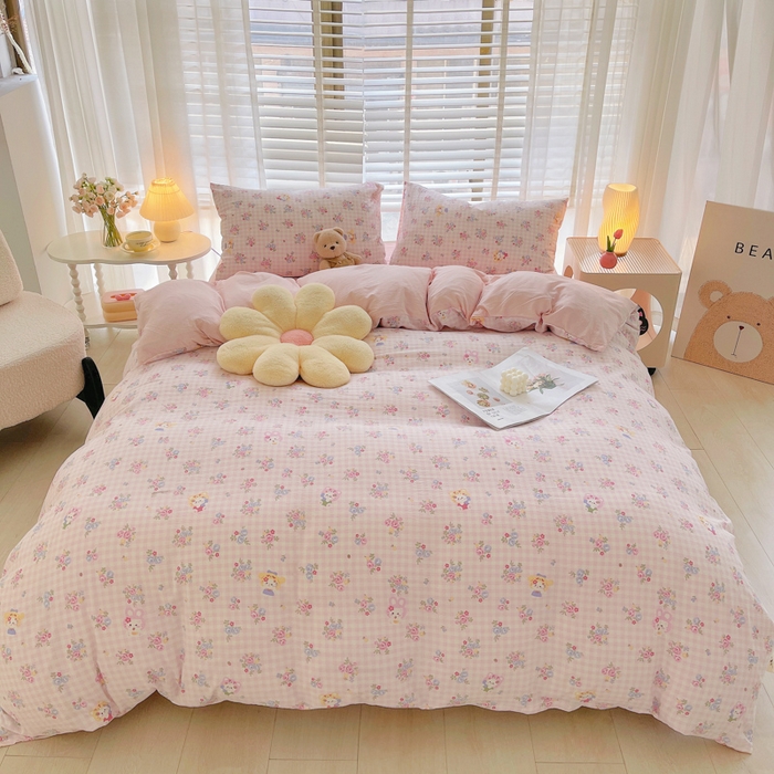 91家纺网 家纺一手货源 找家纺 2025新款双层纱可拆洗棉花被 春日花语