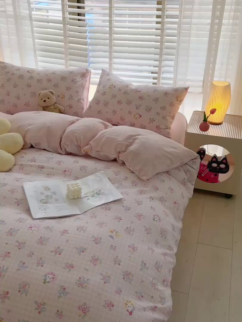 91家纺网 家纺一手货源 找家纺 2025新款双层纱可拆洗棉花被 春日花语