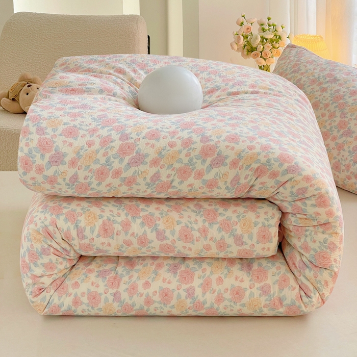 91家纺网 家纺一手货源 找家纺 2025新款双层纱可拆洗棉花被 繁花似锦