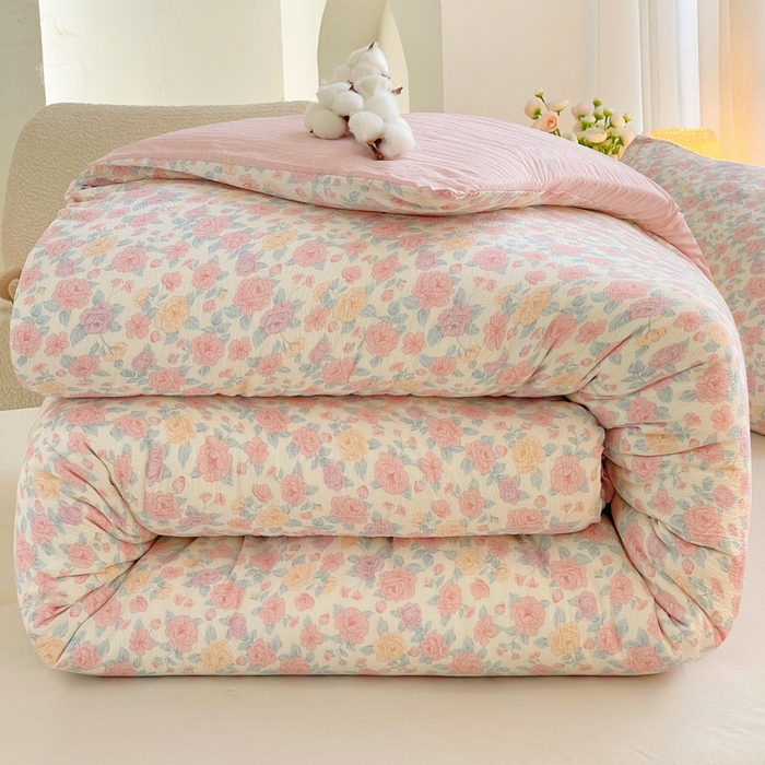 2025新款双层纱可拆洗棉花被 繁花似锦