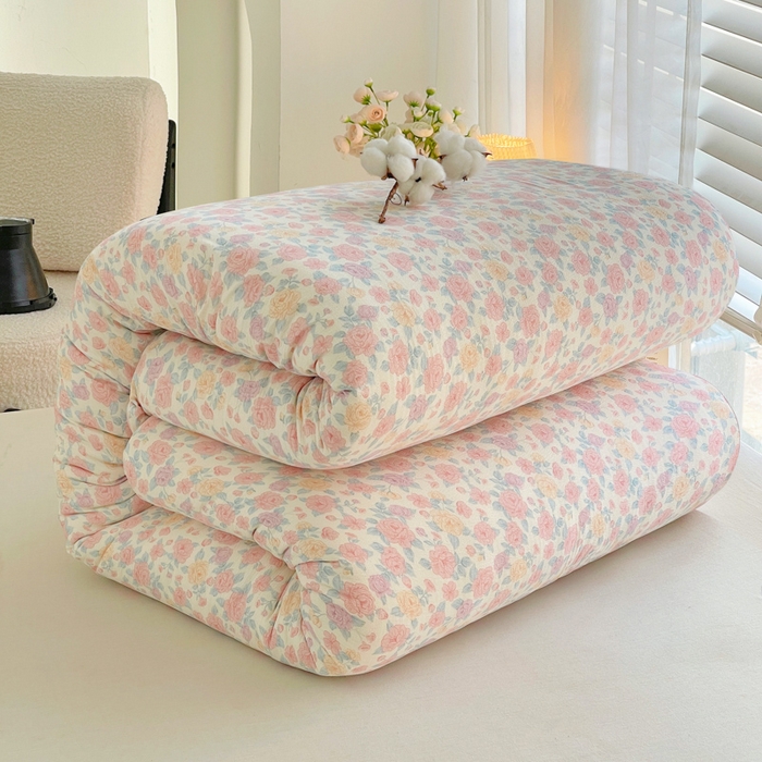 91家纺网 家纺一手货源 找家纺 2025新款双层纱可拆洗棉花被 繁花似锦