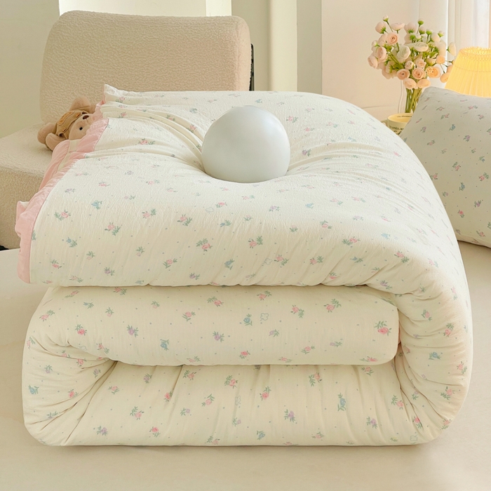 91家纺网 家纺一手货源 找家纺 2025新款双层纱可拆洗棉花被 芳华