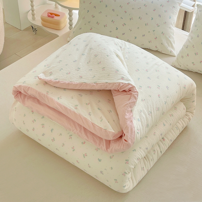 91家纺网 家纺一手货源 找家纺 2025新款双层纱可拆洗棉花被 芳华