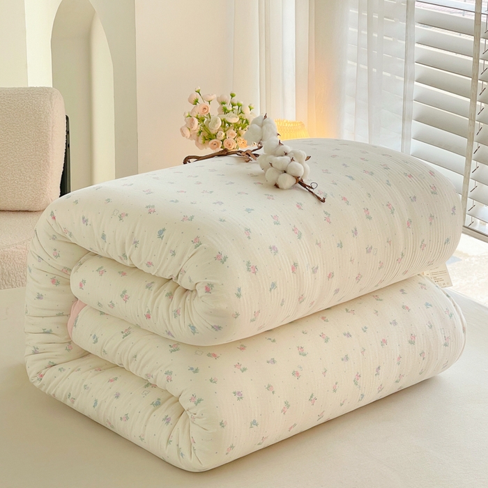 91家纺网 家纺一手货源 找家纺 2025新款双层纱可拆洗棉花被 芳华