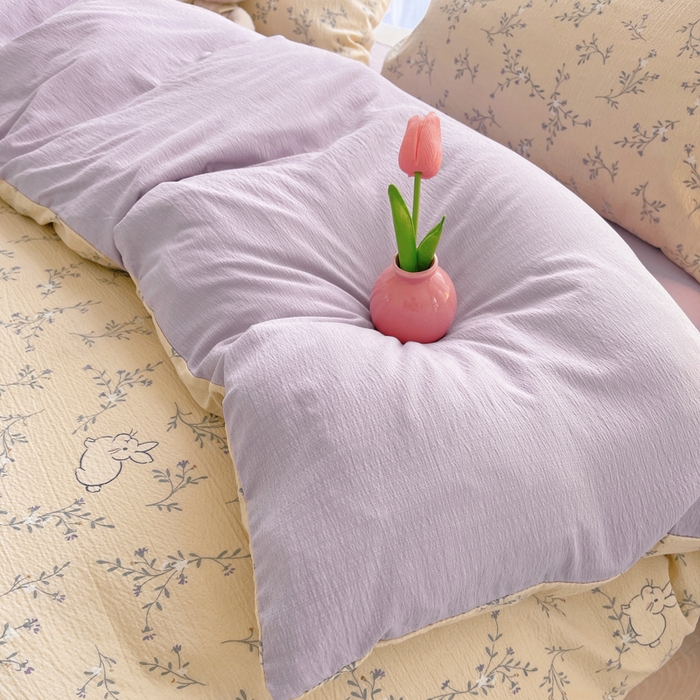 91家纺网 家纺一手货源 找家纺 2025新款双层纱可拆洗棉花被 花田兔