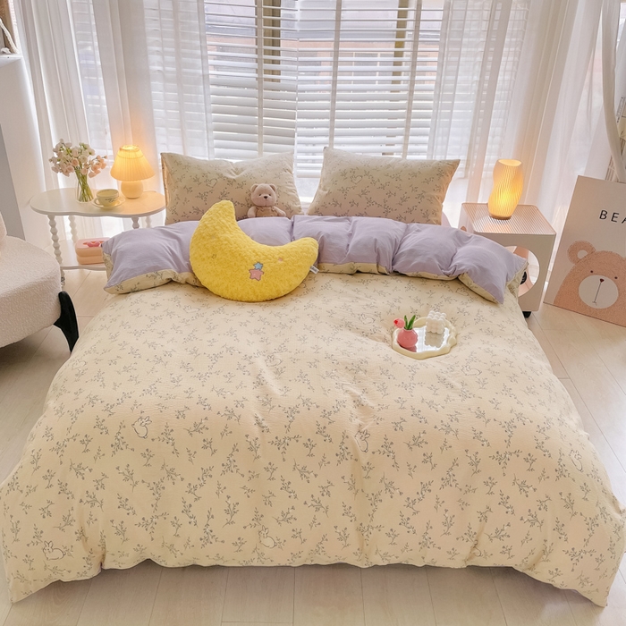 91家纺网 家纺一手货源 找家纺 2025新款双层纱可拆洗棉花被 花田兔