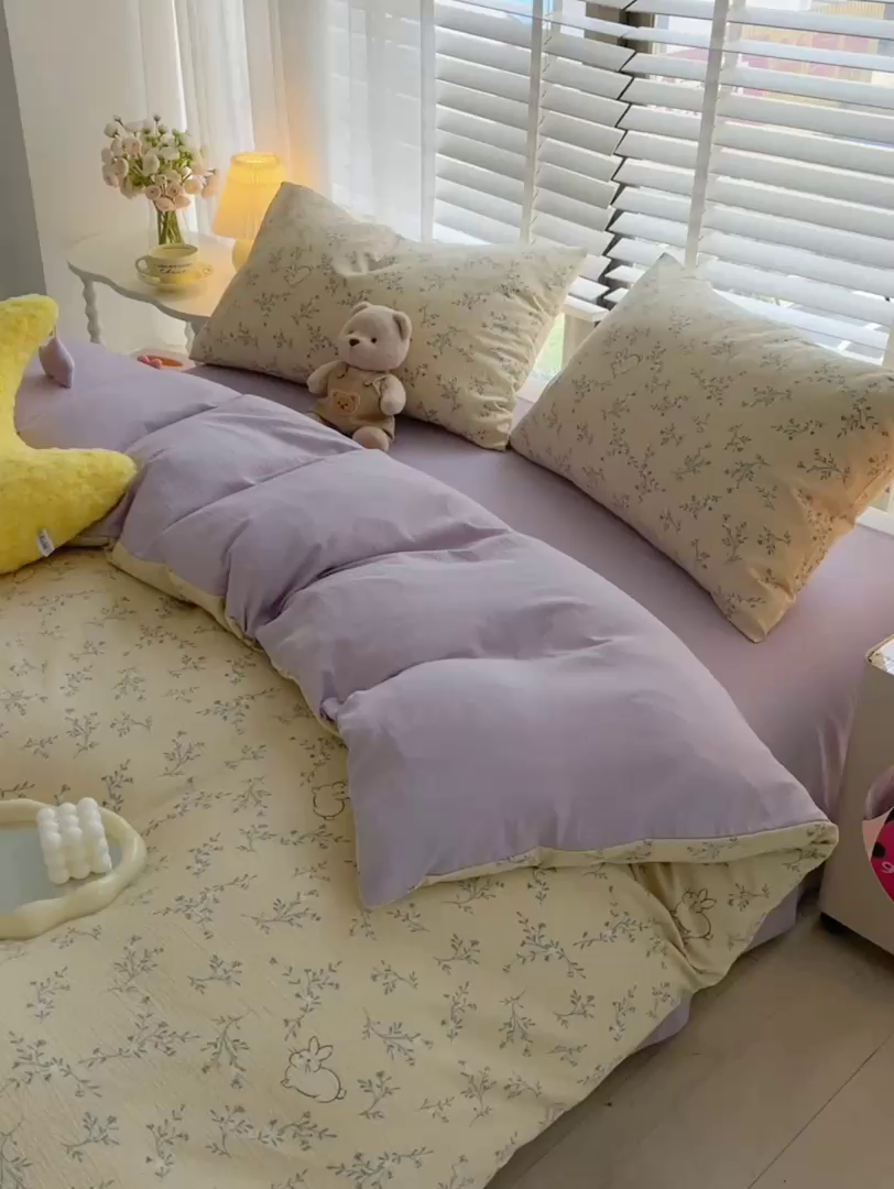 91家纺网 家纺一手货源 找家纺 2025新款双层纱可拆洗棉花被 花田兔
