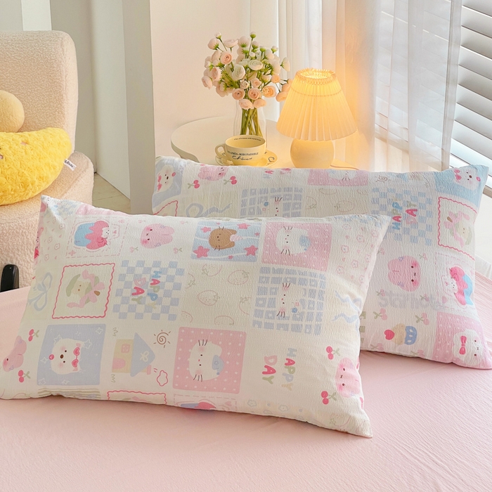 91家纺网 家纺一手货源 找家纺 2025新款双层纱可拆洗棉花被 几何童话