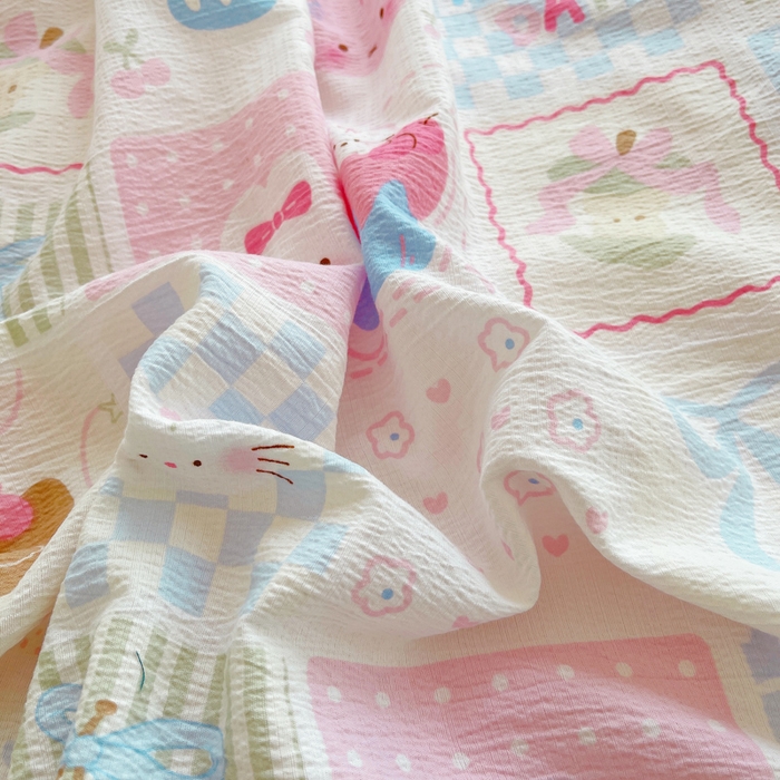 91家纺网 家纺一手货源 找家纺 2025新款双层纱可拆洗棉花被 几何童话