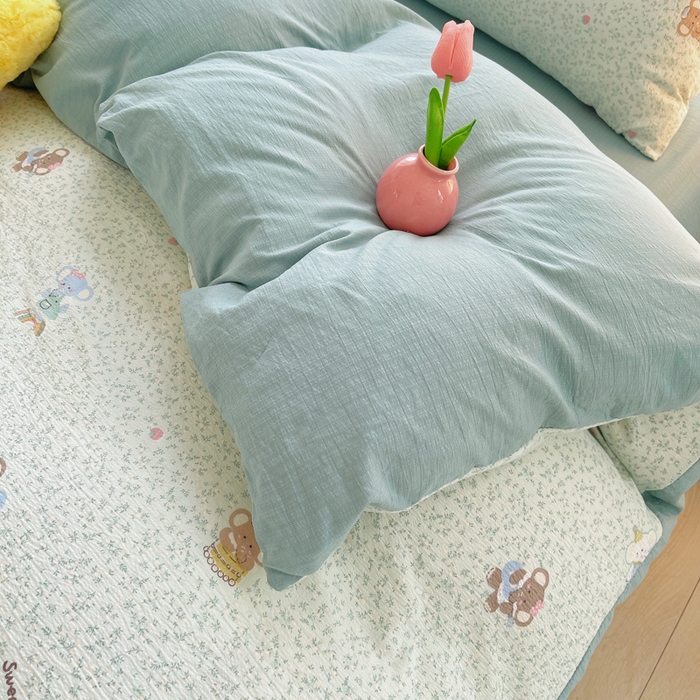 91家纺网 家纺一手货源 找家纺 2025新款双层纱可拆洗棉花被 蓝蕊小象