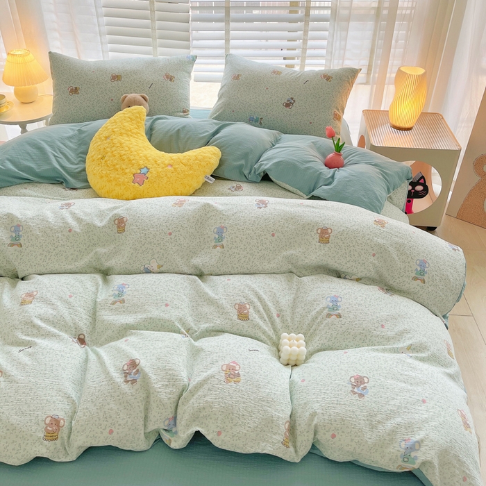 91家纺网 家纺一手货源 找家纺 2025新款双层纱可拆洗棉花被 蓝蕊小象