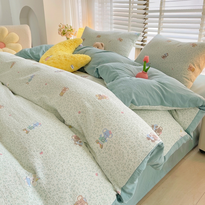 91家纺网 家纺一手货源 找家纺 2025新款双层纱可拆洗棉花被 蓝蕊小象