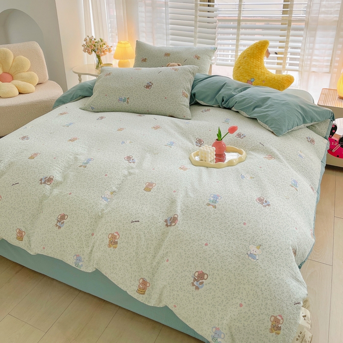 91家纺网 家纺一手货源 找家纺 2025新款双层纱可拆洗棉花被 蓝蕊小象