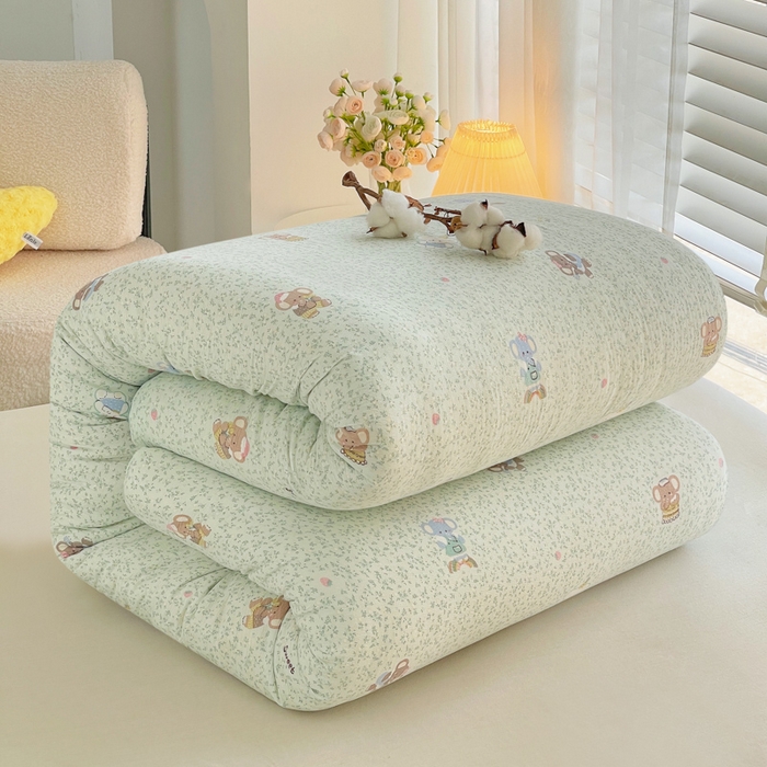 91家纺网 家纺一手货源 找家纺 2025新款双层纱可拆洗棉花被 蓝蕊小象