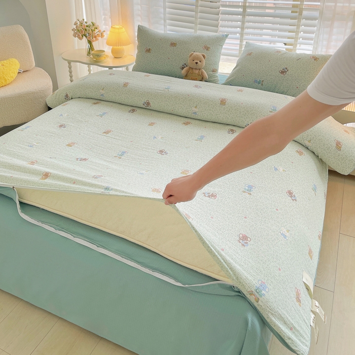 91家纺网 家纺一手货源 找家纺 2025新款双层纱可拆洗棉花被 蓝蕊小象