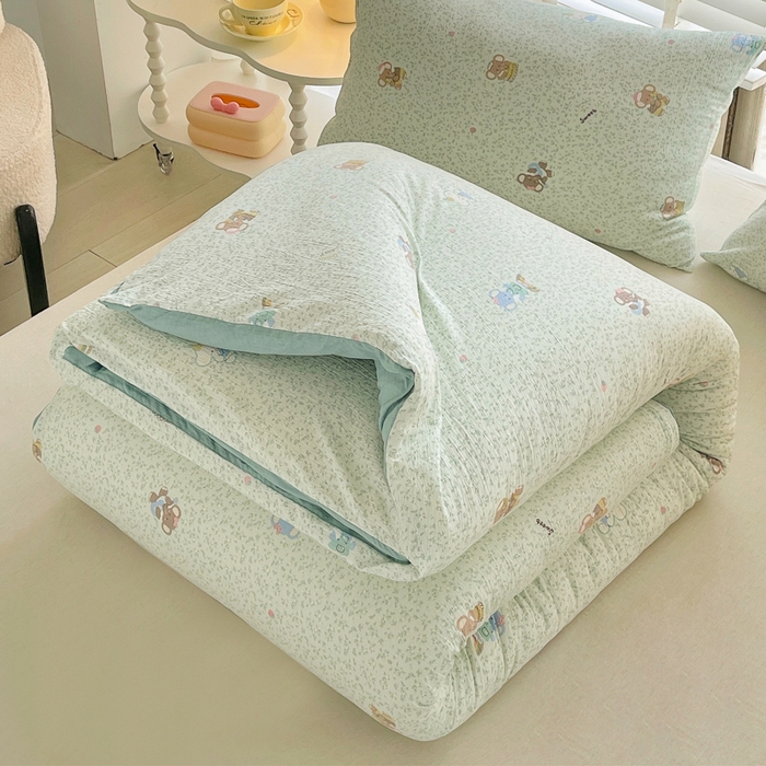 91家纺网 家纺一手货源 找家纺 2025新款双层纱可拆洗棉花被 蓝蕊小象