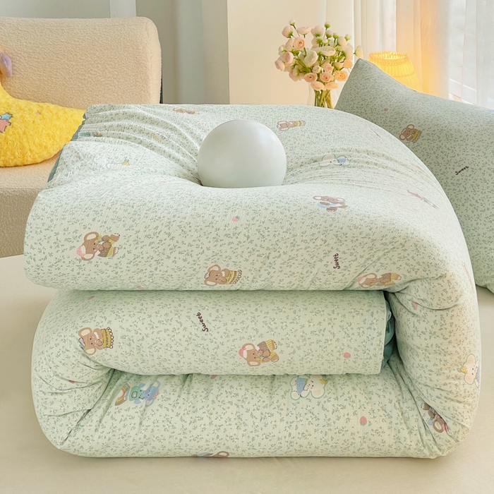 91家纺网 家纺一手货源 找家纺 2025新款双层纱可拆洗棉花被 蓝蕊小象