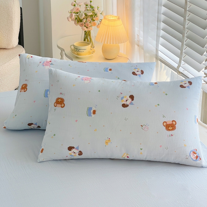 91家纺网 家纺一手货源 找家纺 2025新款双层纱可拆洗棉花被 浅蓝童话