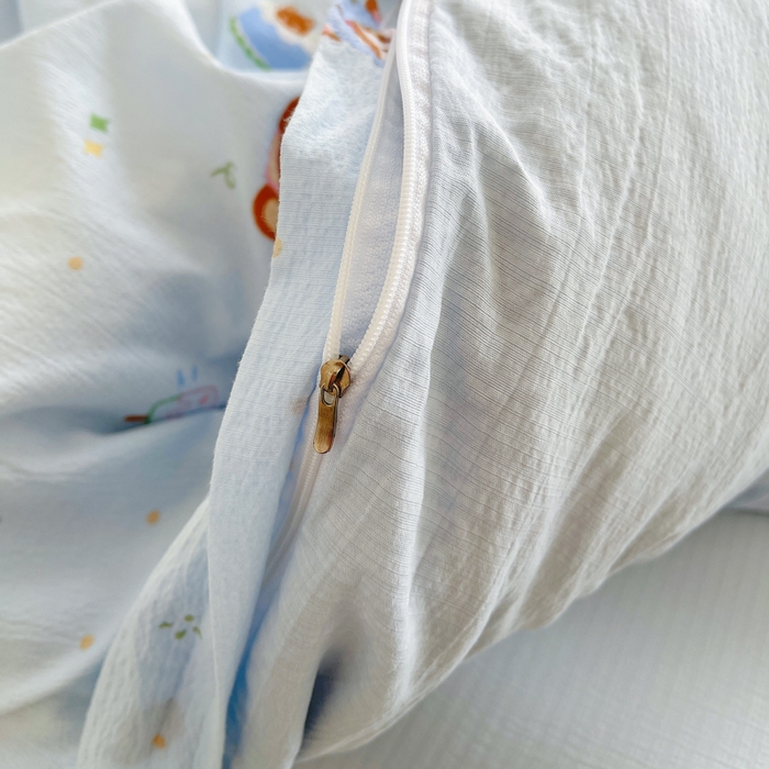 91家纺网 家纺一手货源 找家纺 2025新款双层纱可拆洗棉花被 浅蓝童话