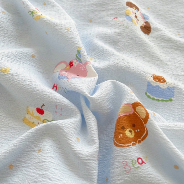 91家纺网 家纺一手货源 找家纺 2025新款双层纱可拆洗棉花被 浅蓝童话