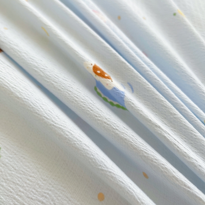 91家纺网 家纺一手货源 找家纺 2025新款双层纱可拆洗棉花被 浅蓝童话