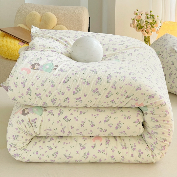 91家纺网 家纺一手货源 找家纺 2025新款双层纱可拆洗棉花被 碎花漫游