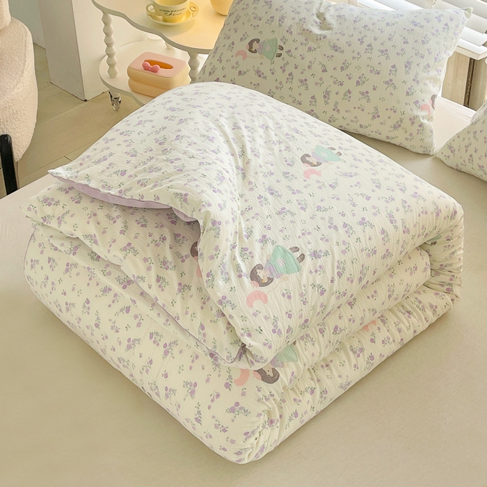 91家纺网 家纺一手货源 找家纺 2025新款双层纱可拆洗棉花被 碎花漫游