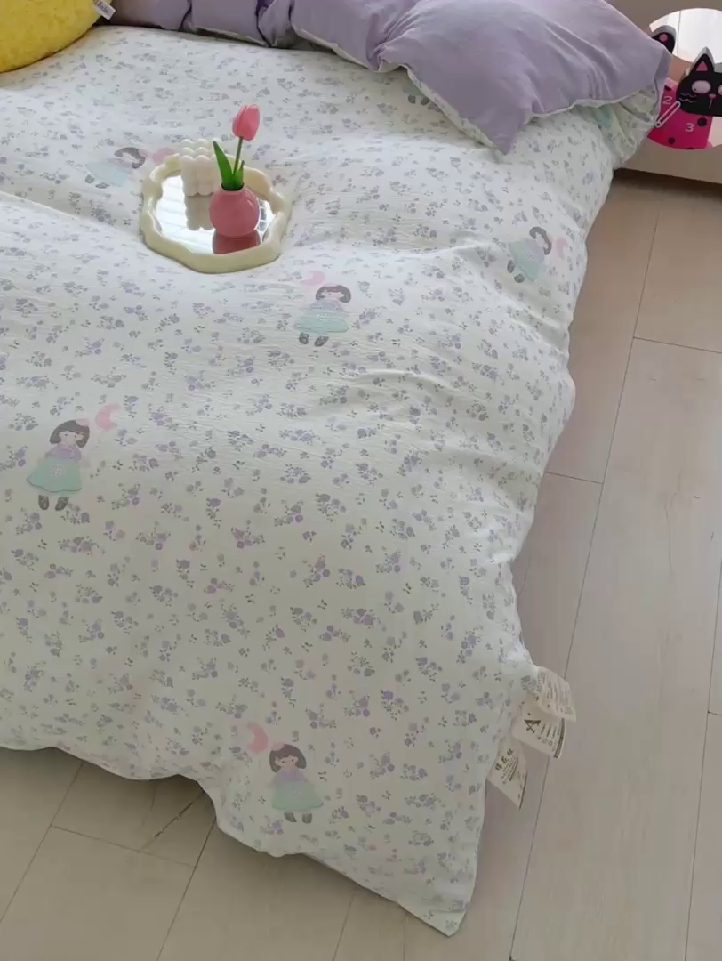 91家纺网 家纺一手货源 找家纺 2025新款双层纱可拆洗棉花被 碎花漫游