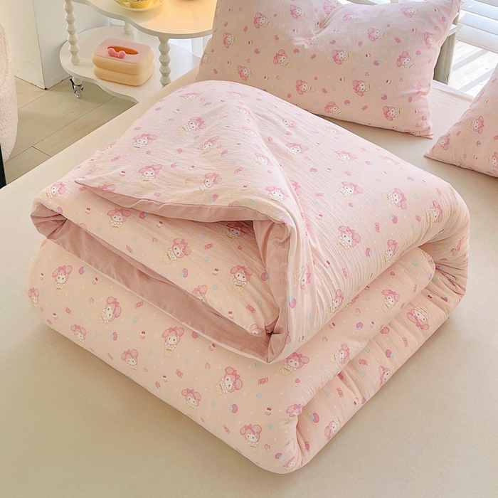 91家纺网 家纺一手货源 找家纺 2025新款双层纱可拆洗棉花被 甜筒乐蒂