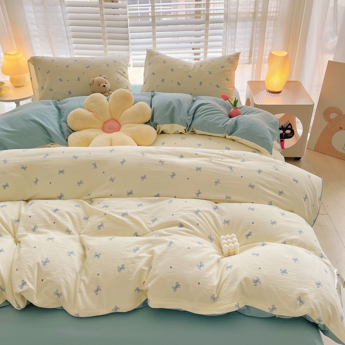 91家纺网 家纺一手货源 找家纺 2025新款双层纱可拆洗棉花被 相思蝴蝶结