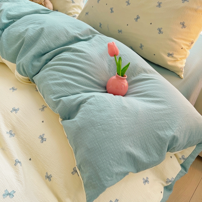 91家纺网 家纺一手货源 找家纺 2025新款双层纱可拆洗棉花被 相思蝴蝶结