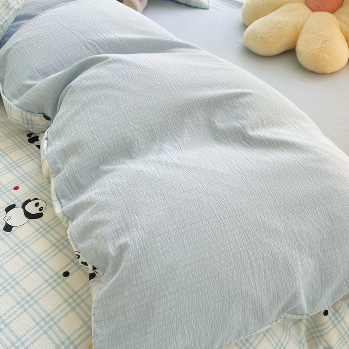 91家纺网 家纺一手货源 找家纺 2025新款双层纱可拆洗棉花被 熊猫格梦