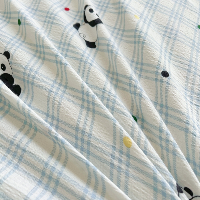 91家纺网 家纺一手货源 找家纺 2025新款双层纱可拆洗棉花被 熊猫格梦