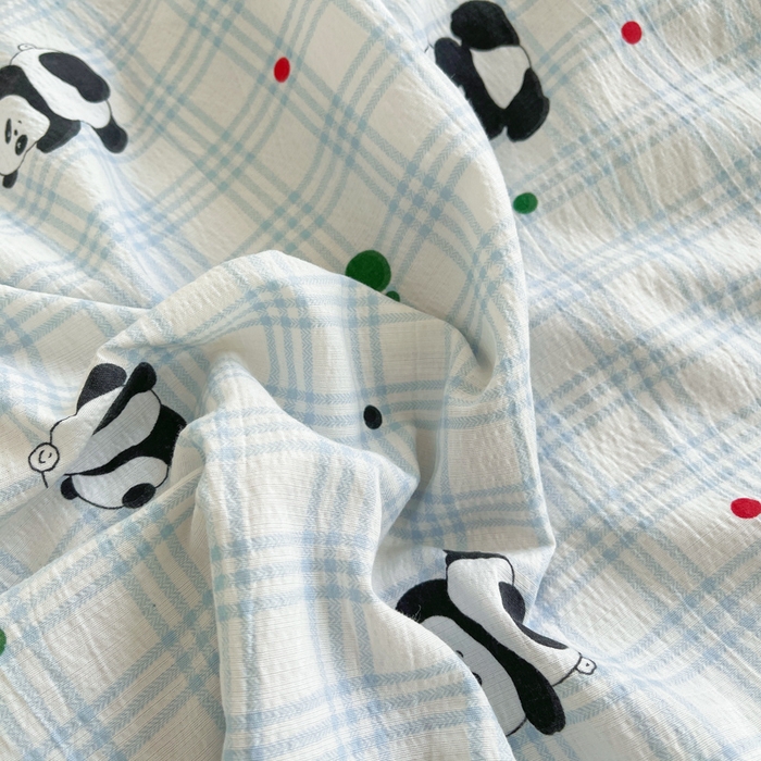 91家纺网 家纺一手货源 找家纺 2025新款双层纱可拆洗棉花被 熊猫格梦