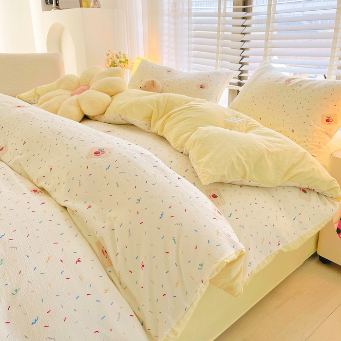 91家纺网 家纺一手货源 找家纺 2025新款双层纱可拆洗棉花被 樱桃点点