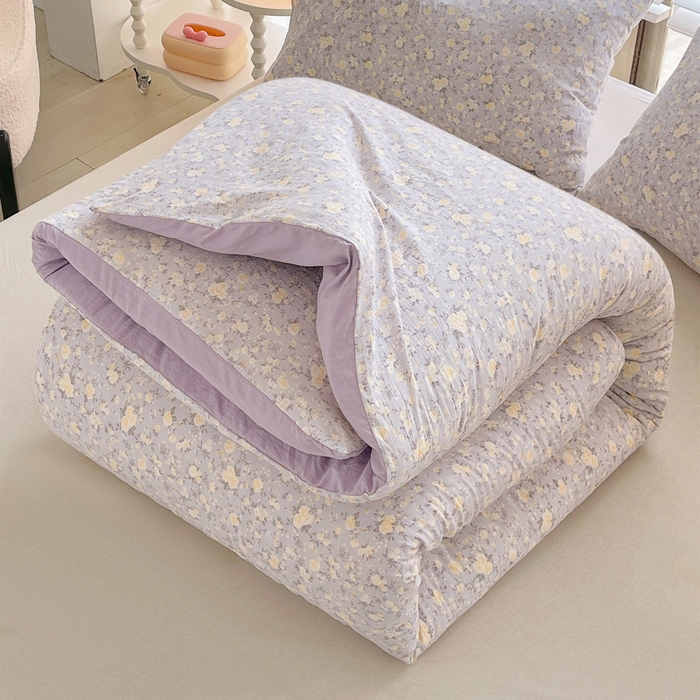 91家纺网 家纺一手货源 找家纺 2025新款双层纱可拆洗棉花被 紫薇