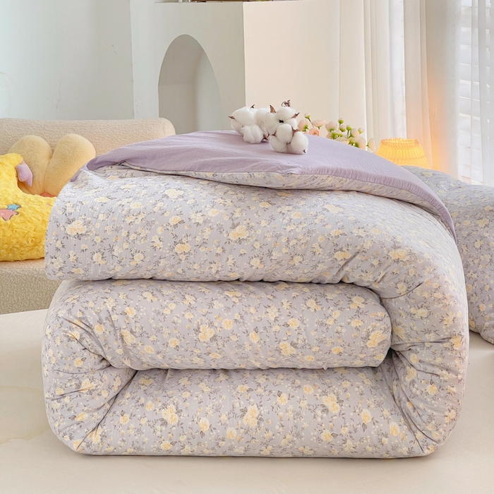 2025新款双层纱可拆洗棉花被 紫薇