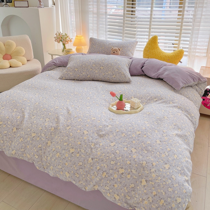 91家纺网 家纺一手货源 找家纺 2025新款双层纱可拆洗棉花被 紫薇