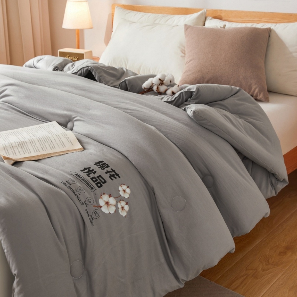91家纺网 家纺一手货源 找家纺 仁凯家纺 2025新品A类新疆棉花被棉花优品被子被芯冬被春秋被学生被（提供买家秀检测报告） 月球灰-优品